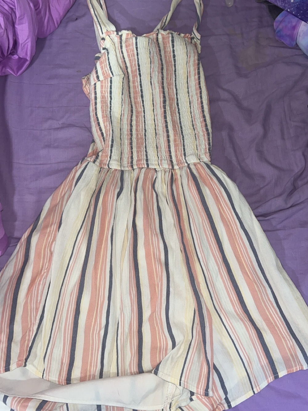 Hollister Striped Sleeveless romper in Peach, Navy & Cream